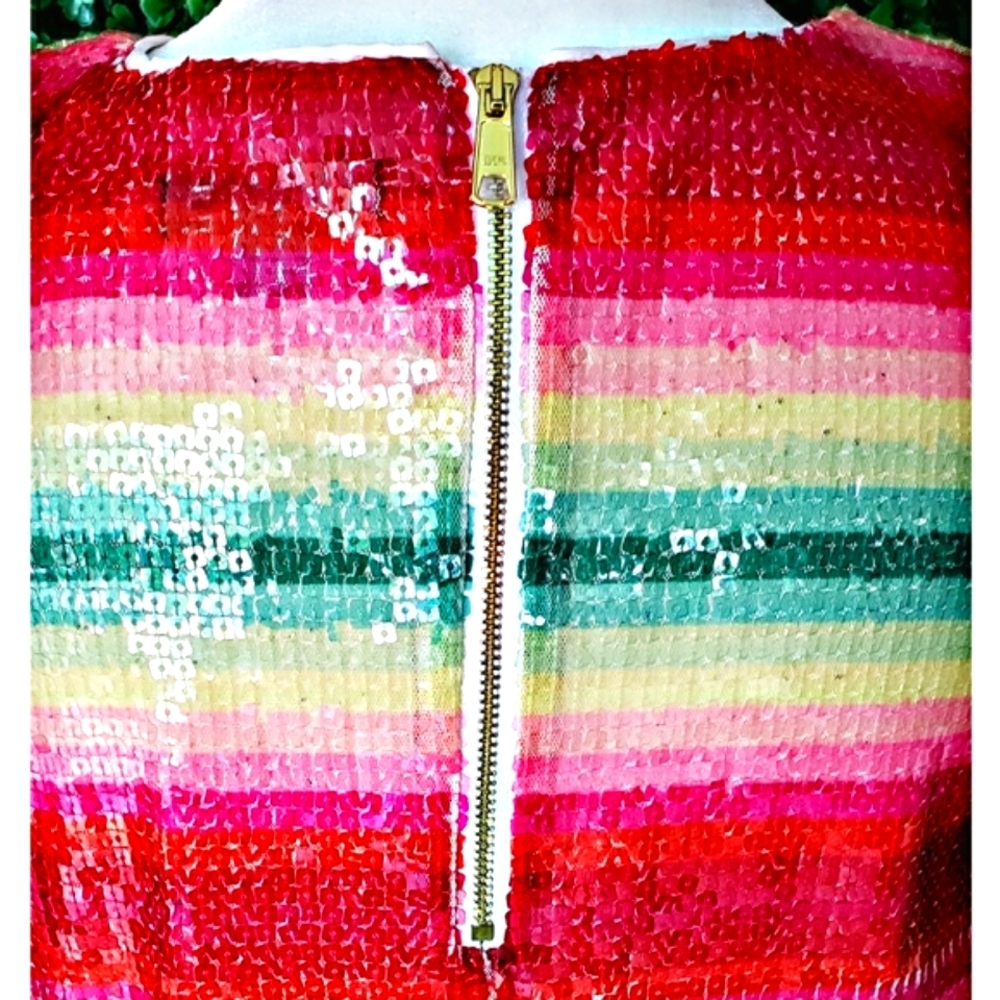 7. NWOT J.Crew Sleeveless top in watermelon-stripe sequins - Picture 5 of 5